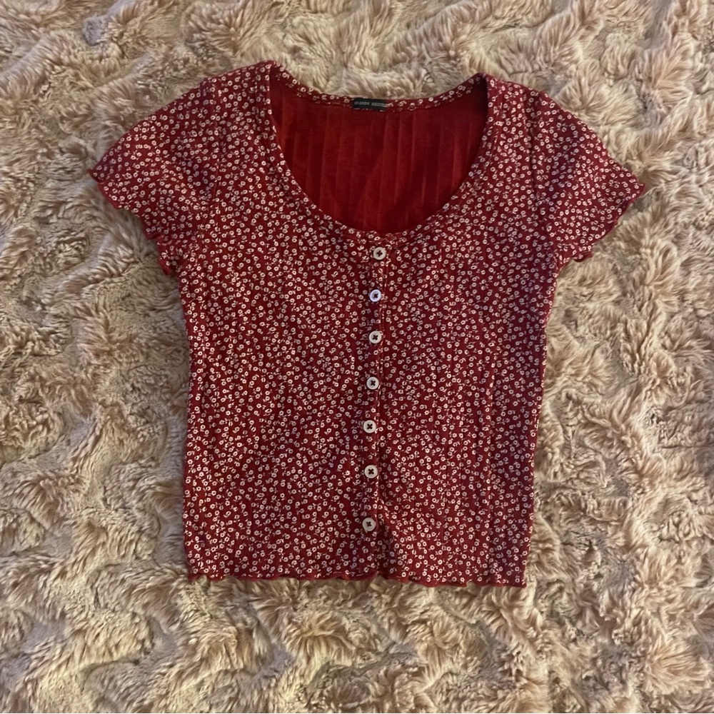 brandy melville red floral zelly top